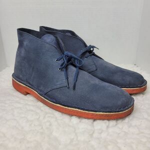 Clarks Originals Desert Men's Chukka Boots Size 11 Blue Suede Orange Sole Rare